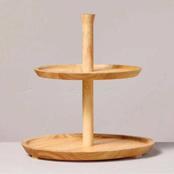 Hearth & Hand with Magnolia Two Tiered Wood Serving Tray Round Shape NWT - Picture 13 of 15